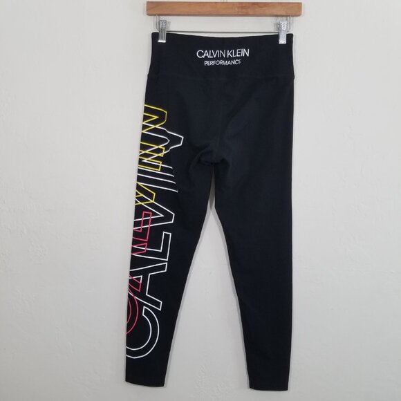 Calvin Klein Performance Logo Stretch Leggings Black Size M - Picture 3 of 7